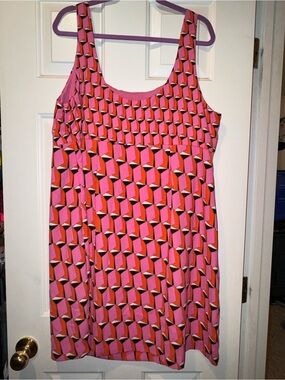 Diane Von Furstenberg Pink and Orange Geometric Print Dress